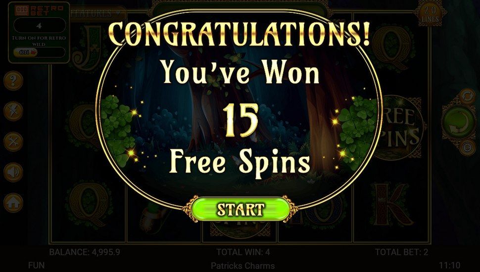 Patrick's charms slot free spins