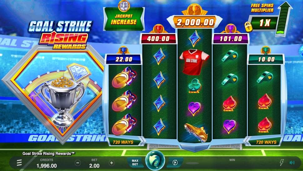 Goal Strike Rising Rewards™ slot gameplay