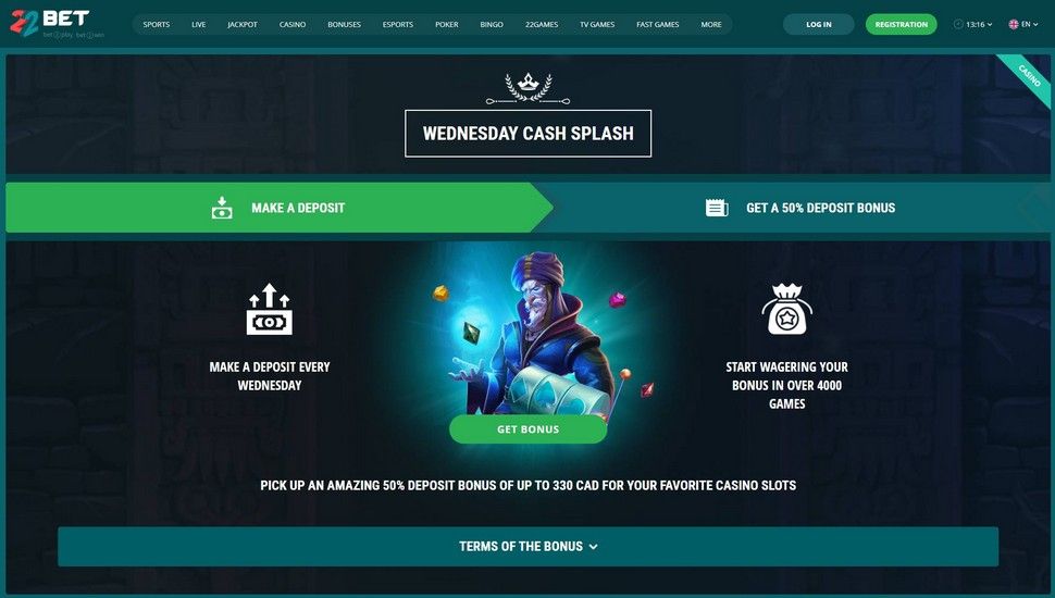22Bet wednesday cash splash