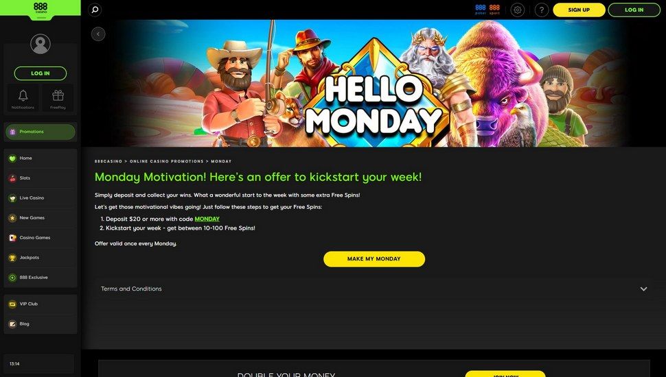 888 casino Monday Reload bonus