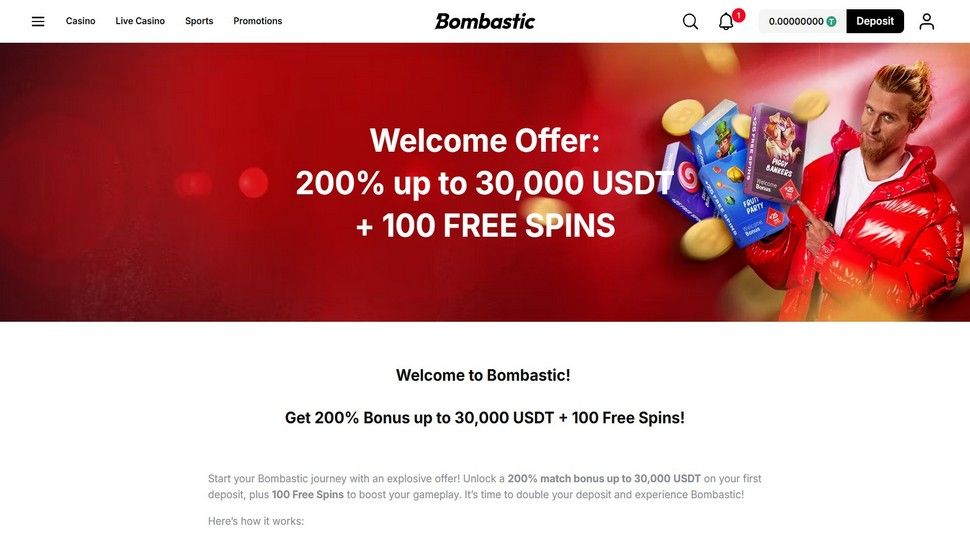 Bombastic casino welcome bonus