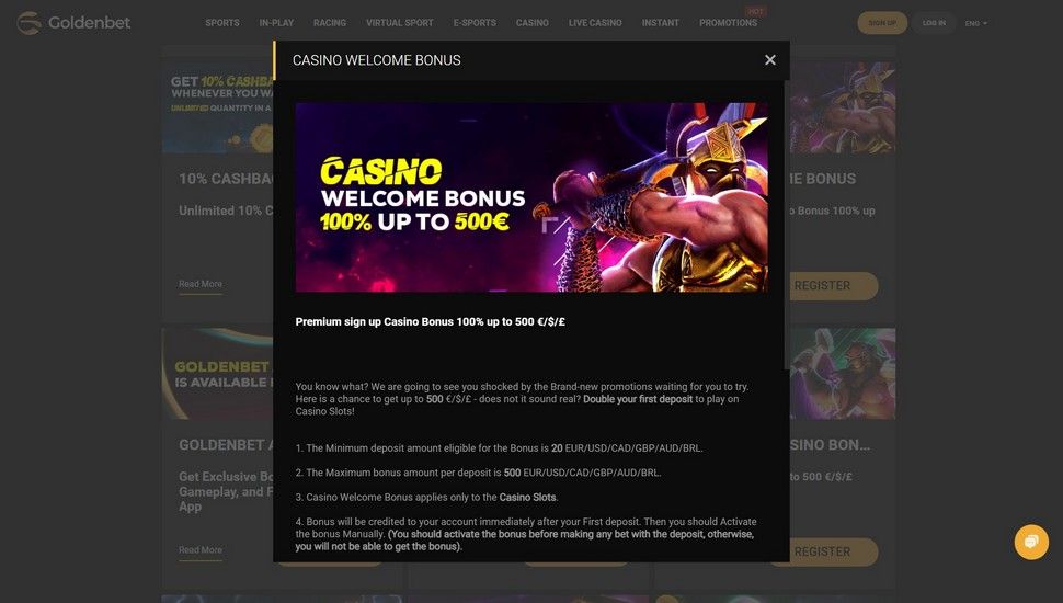 Goldenbet first deposit bonus