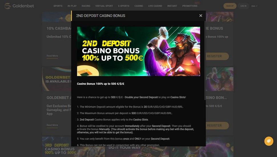 Goldenbet second deposit bonus