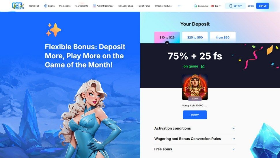 Ice Casino flexible bonus