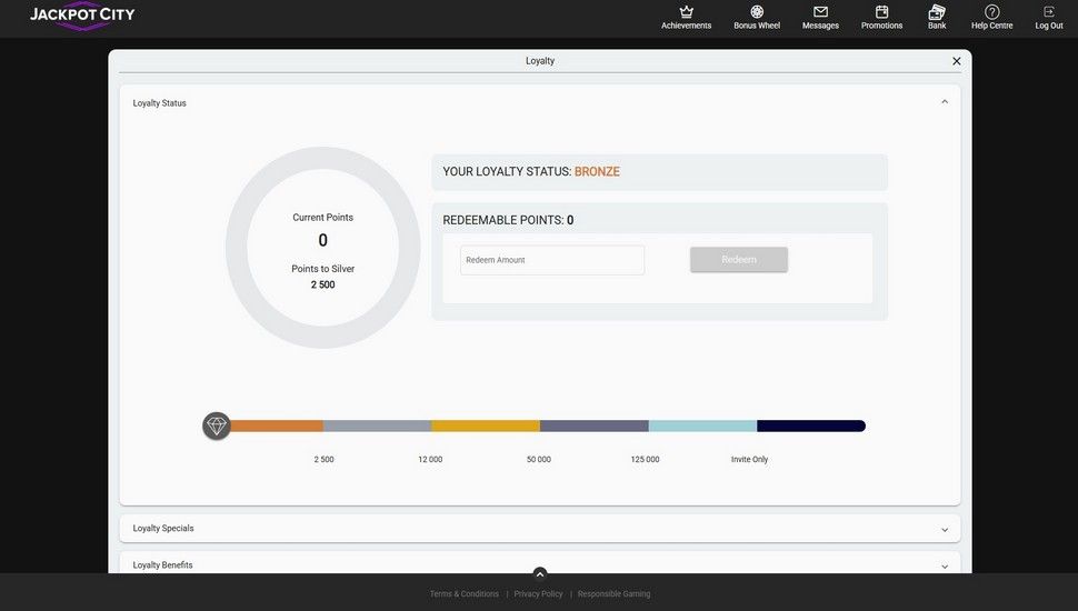 Jackpot City casino loyalty program