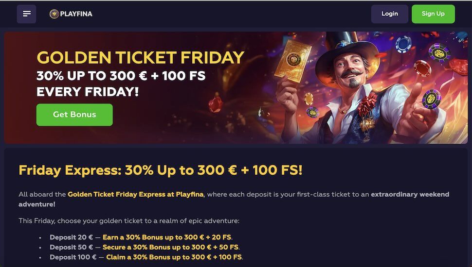 Playfina Golden Ticket Friday