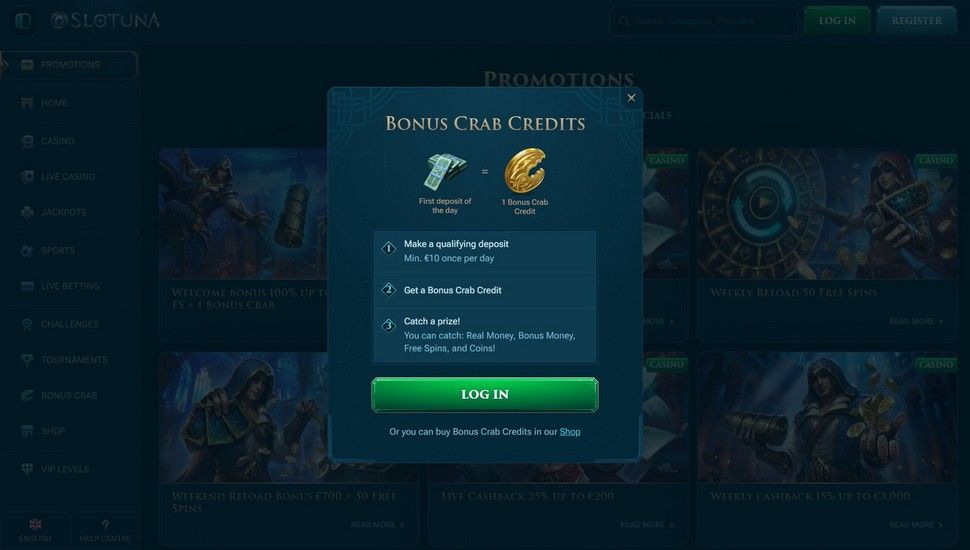 Slotuna bonus crab