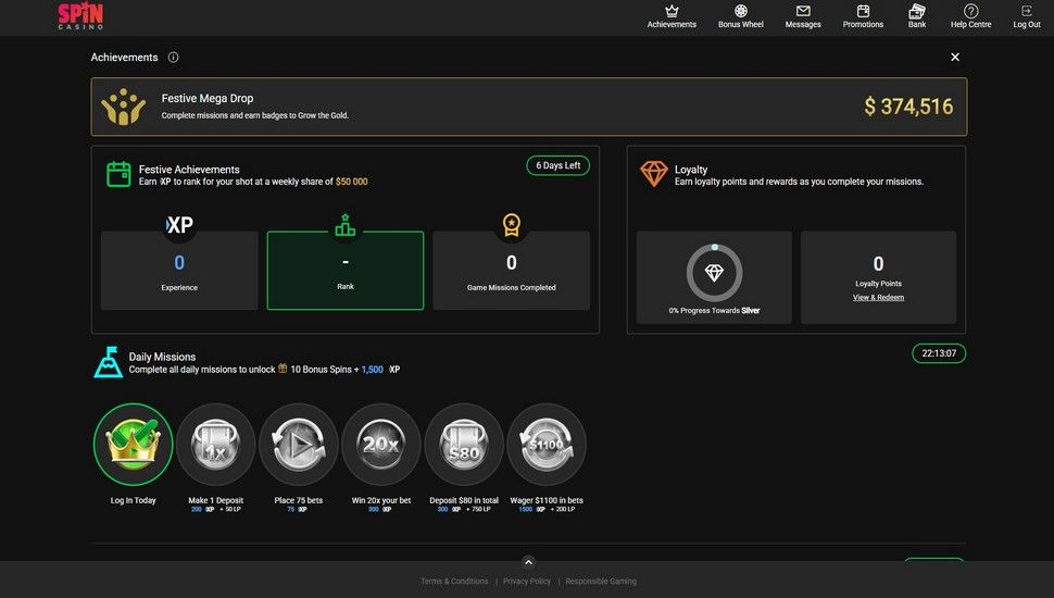 Spin Casino Daily Missions
