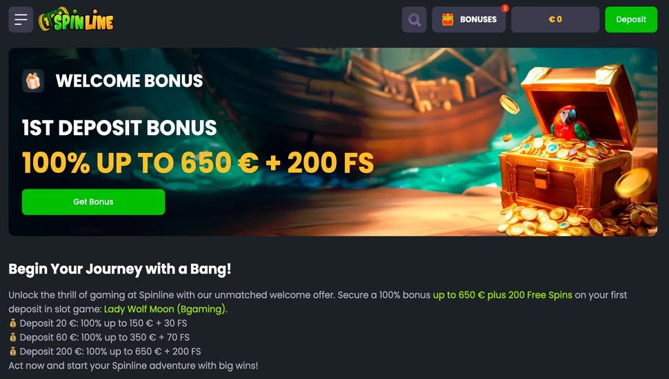 spinline 1st deposit bonus