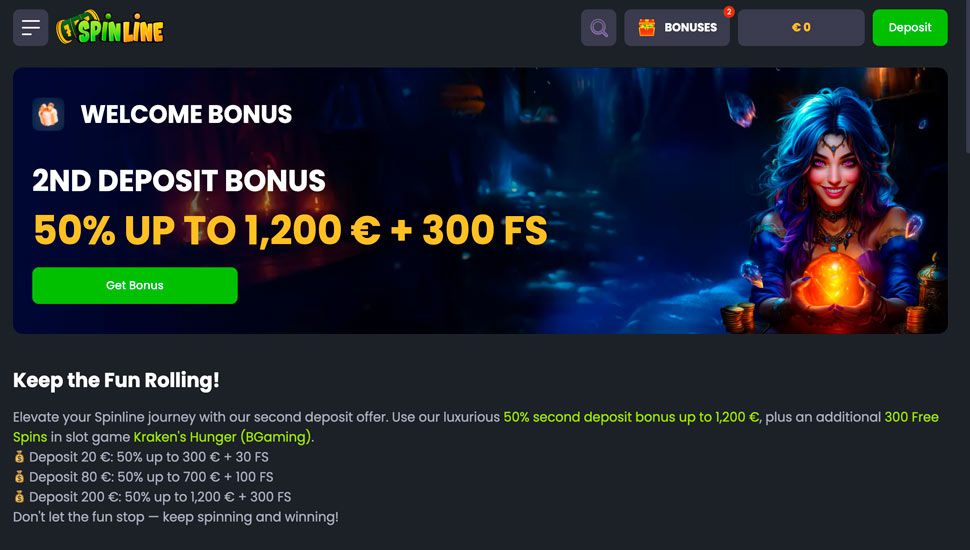 spinline 2nd deposit bonus