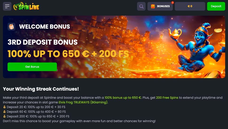 spinline 3rd deposit bonus