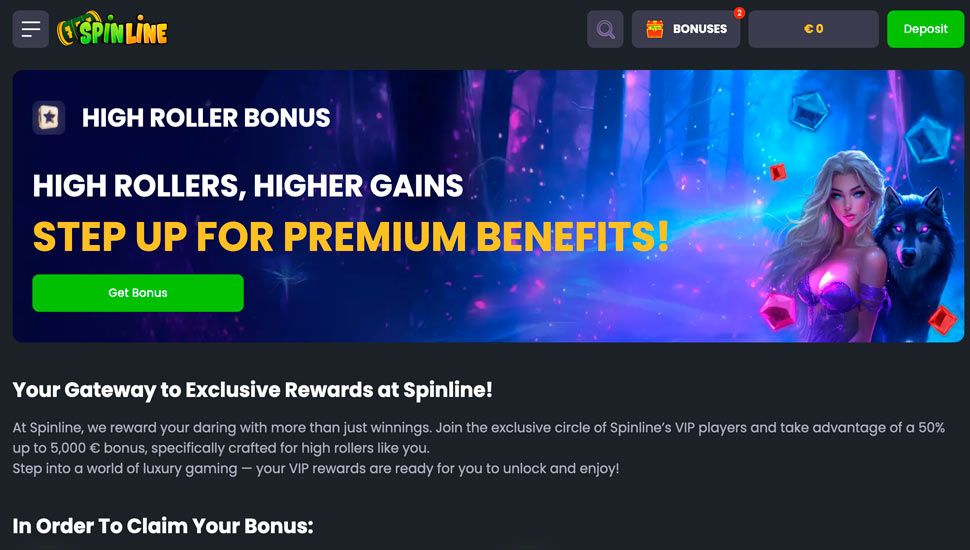 spinline high roller bonus