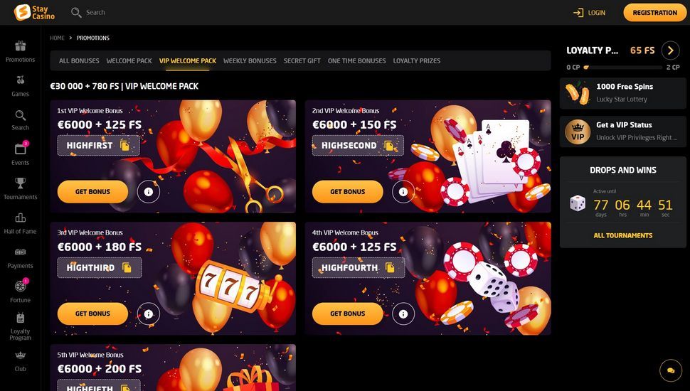 Stay Casino VIP welcome bonus