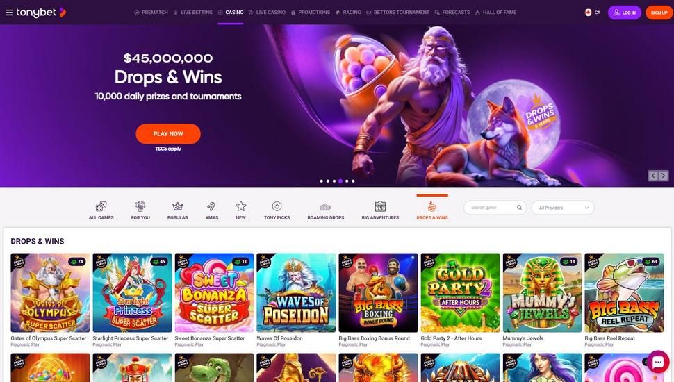 Tonybet Drops & Wins