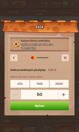 Wpłata depozytu Stonevegas