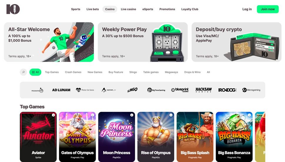 10bet casino main page