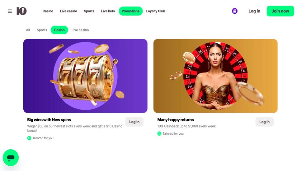 10bet casino bonus page