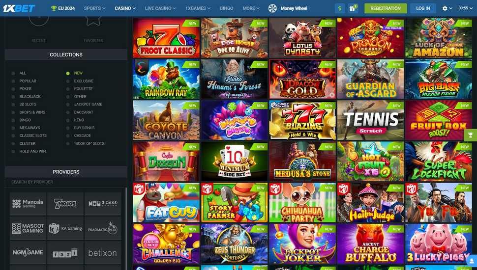 1xBet casino slots page