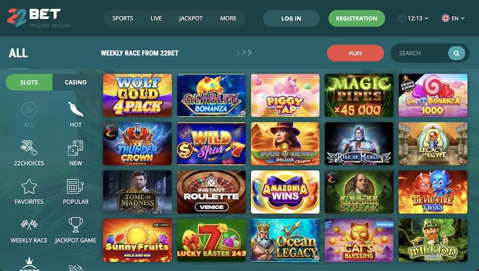 22bet Casino games