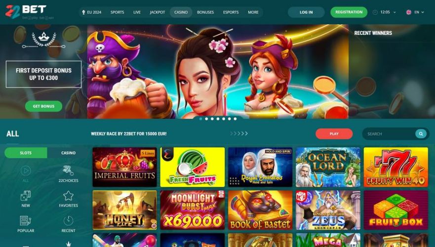 22Bet casino main page
