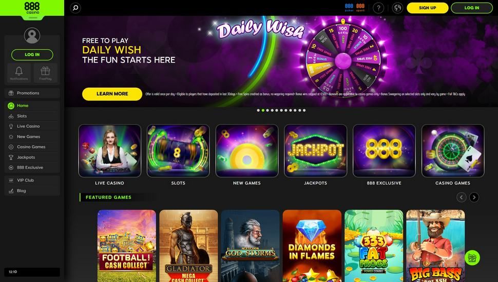 888 Casino main page