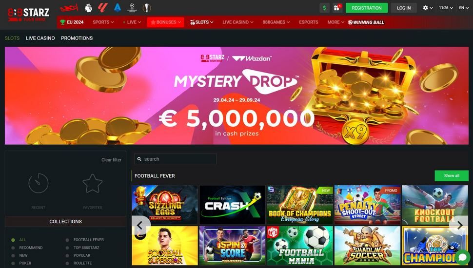 888 Starz casino main page