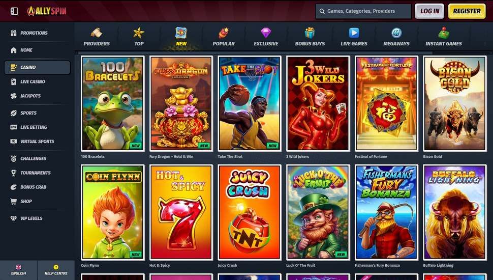 Allyspin casino slots page