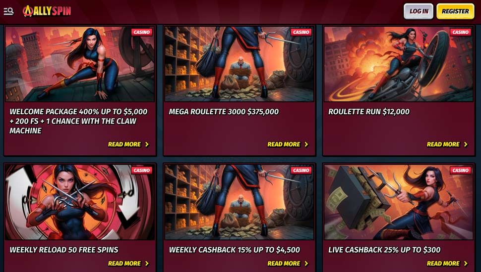 Bonuses Allyspin casino
