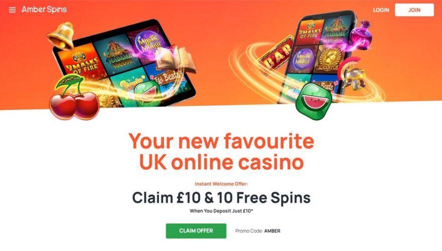 Amber Spins casino main page