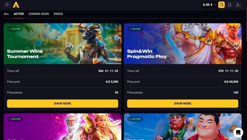 Tournaments at AmonBet Casino
