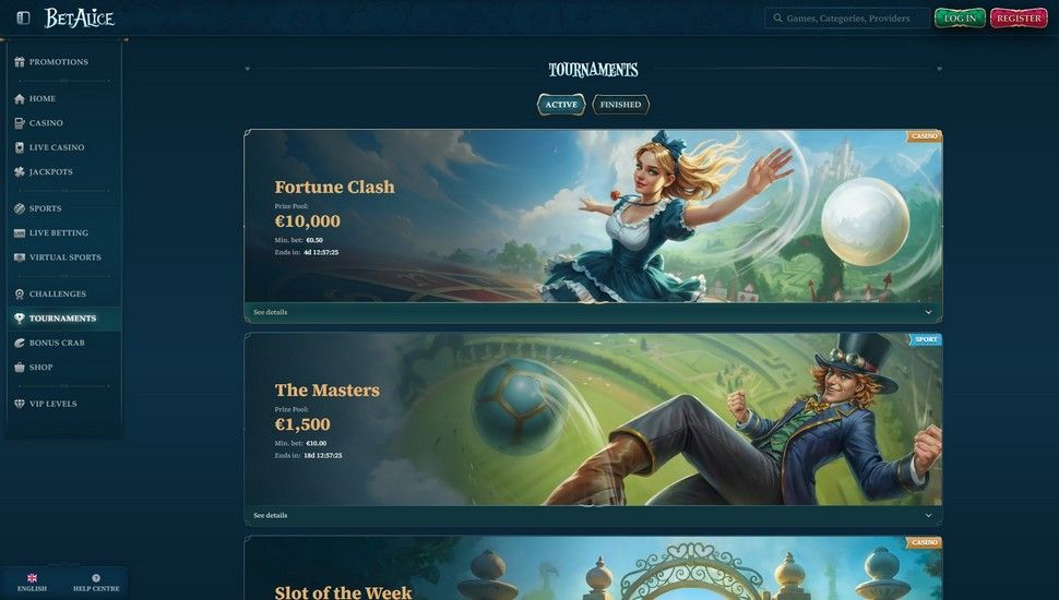 Betalice casino tournaments page