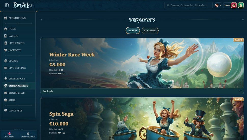 Betalice casino tournaments page