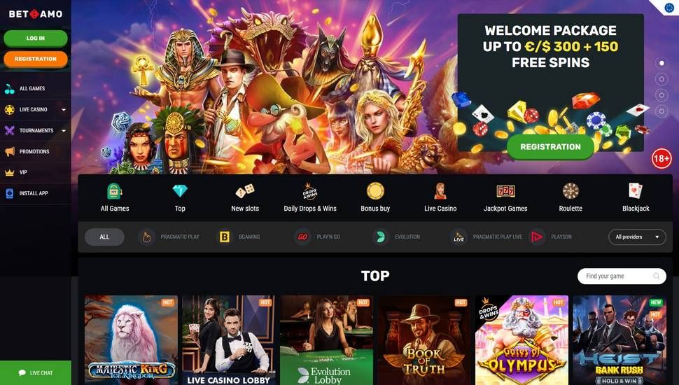 BetAmo casino main page