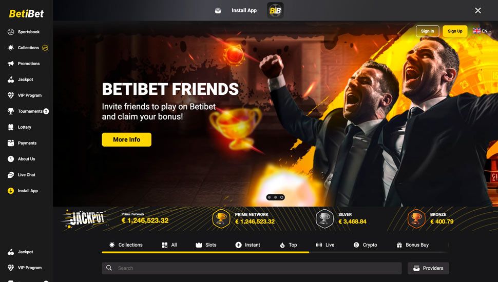 Betibet Casino main page