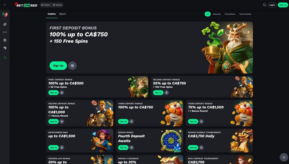 Betonred casino bonus page