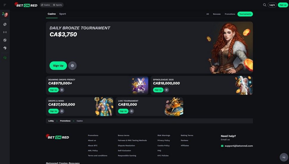 Betonred casino tournaments page