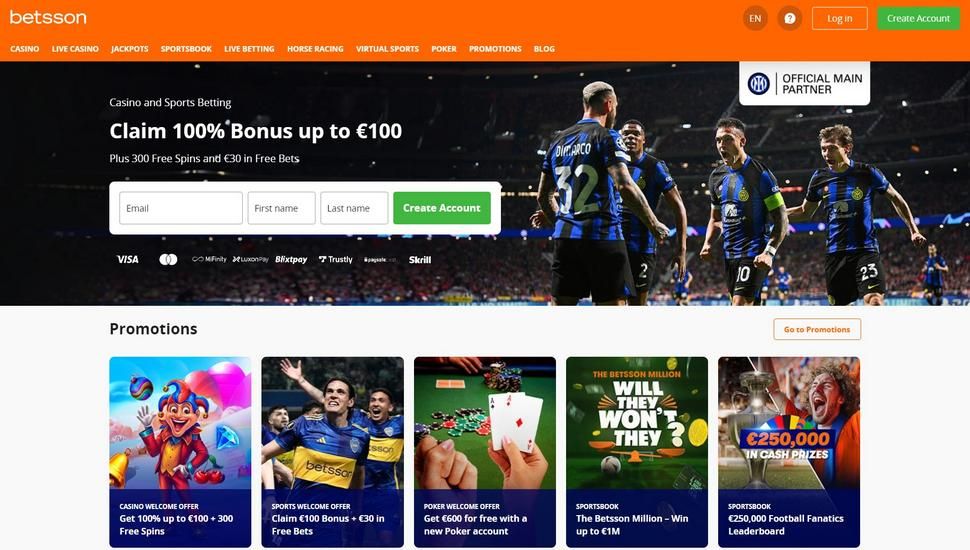 Betsson casino main page