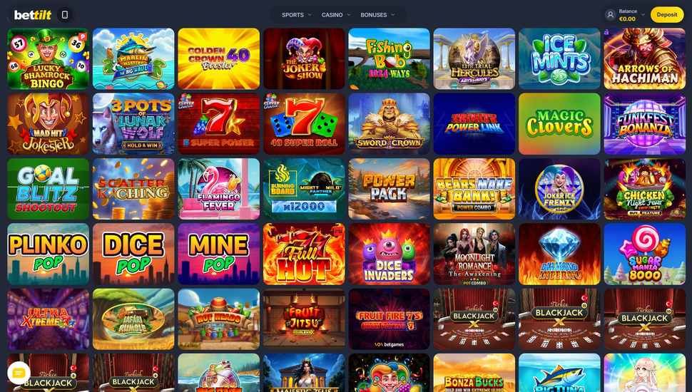 BetTilt casino slots page