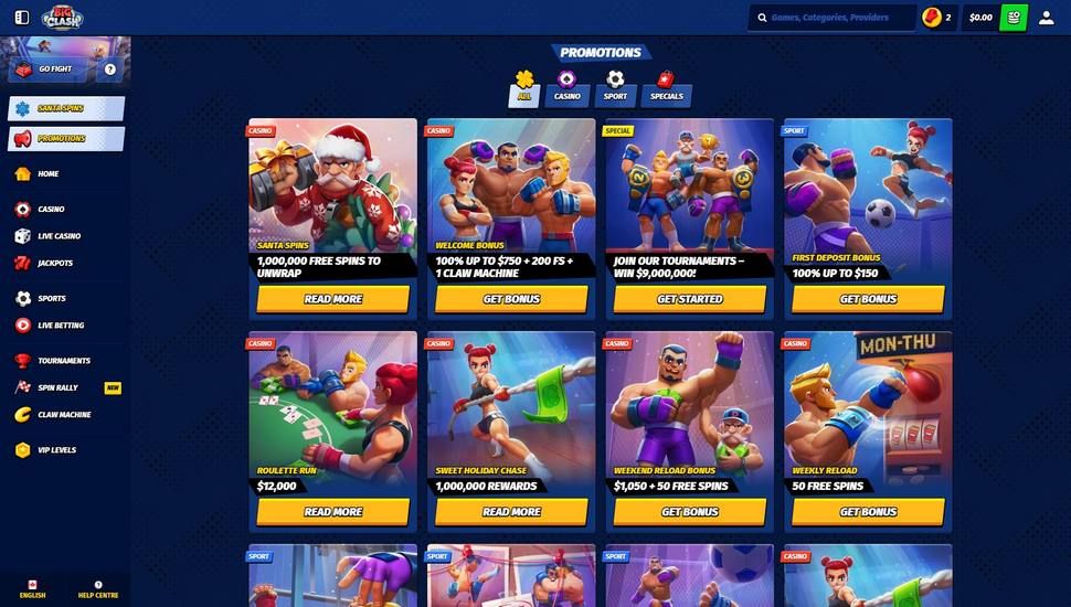 BigClash casino bonus page