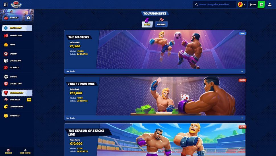 BigClash casino Tournaments page