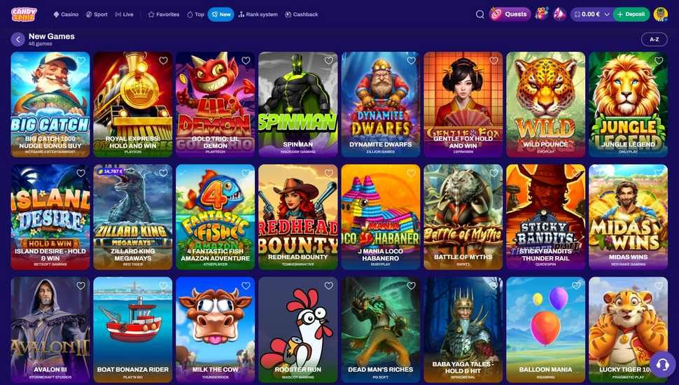 CandySpinz casino slots page