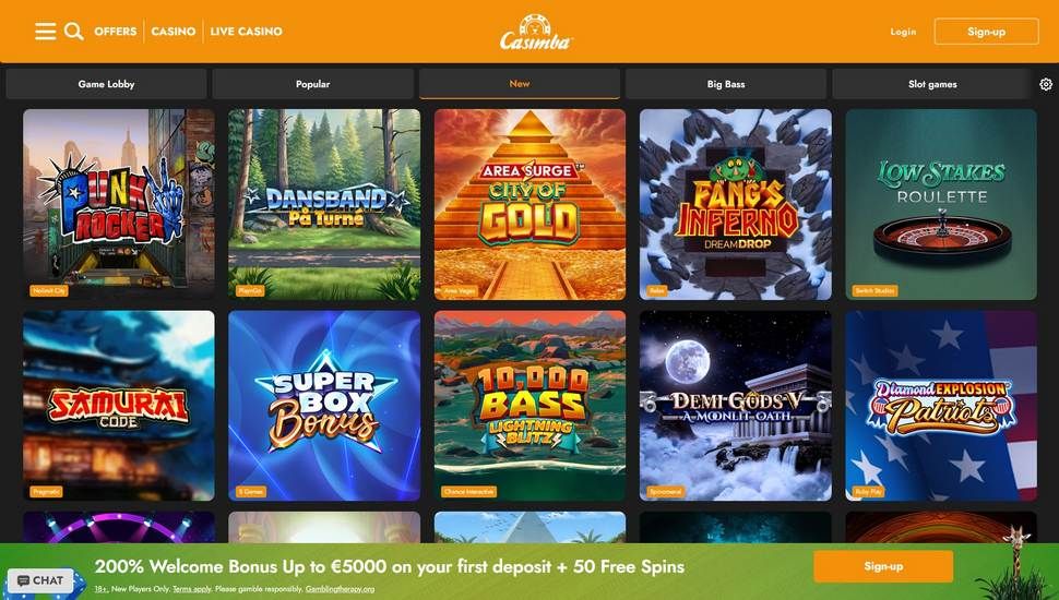 Casimba Casino slots page