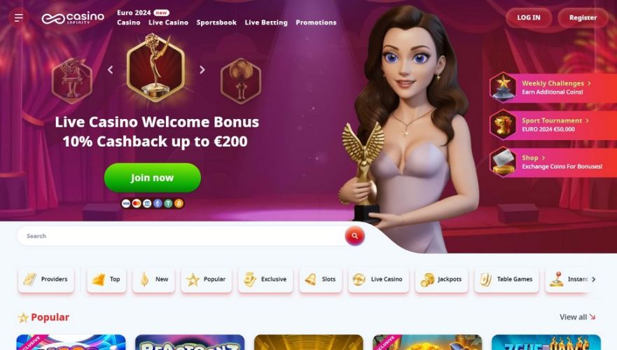 Casino Infinity main page