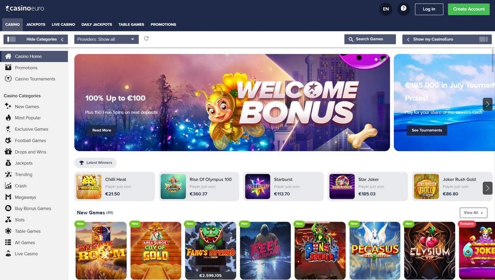 CasinoEuro main page