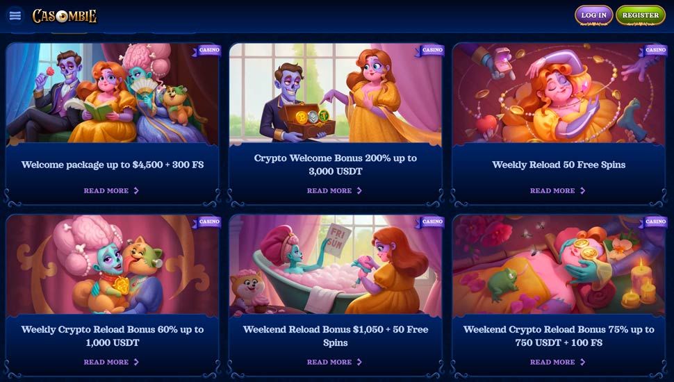 Casombie casino bonus page