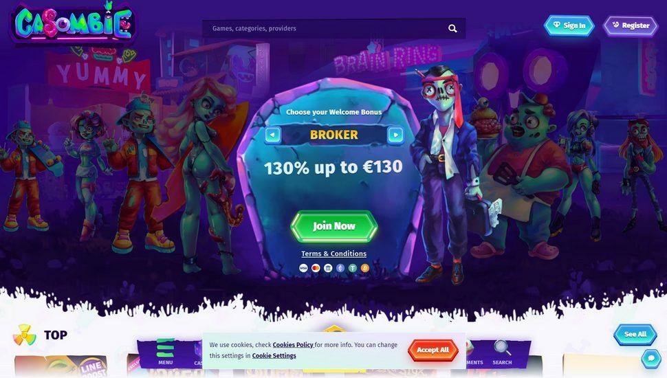 Casombie casino main page