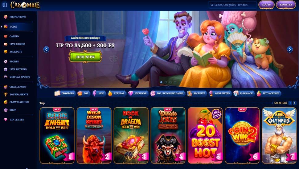 Casombie casino main page