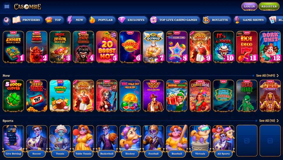 Casombie casino slots page