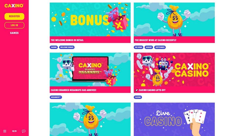 Caxino casino bonus page