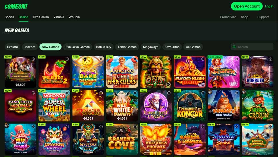 ComeOn Casino slots